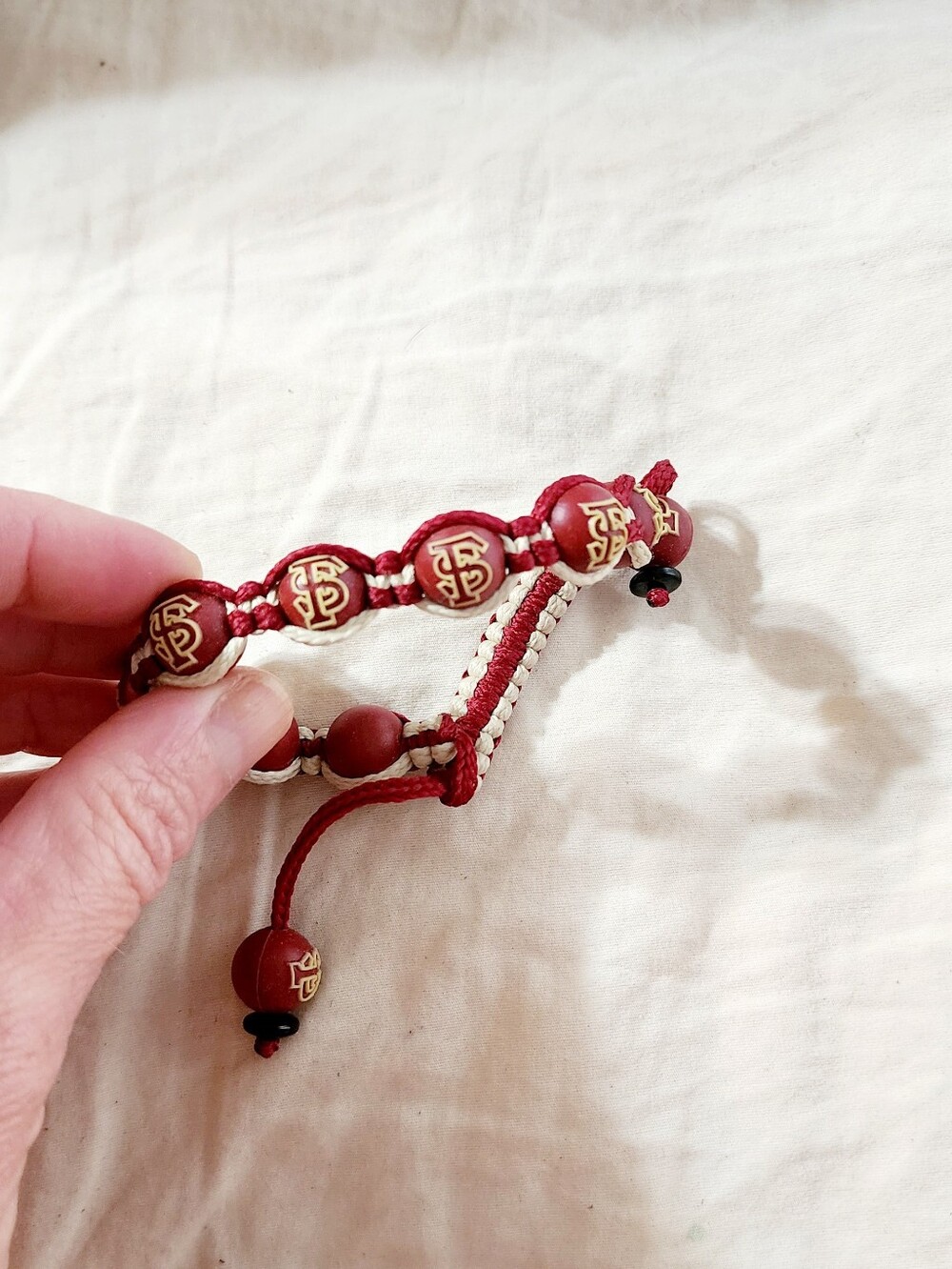 Red And White Braided Beaded Texas A&M Braided Bracelet